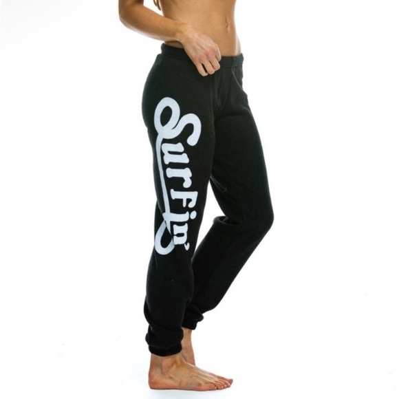 Aviator Nation Unisex Charcoal Surfin” Sweatpants/Joggers | EUC!! RARE!! 🖤🖤🏄‍♀️🏄 - Picture 1 of 11